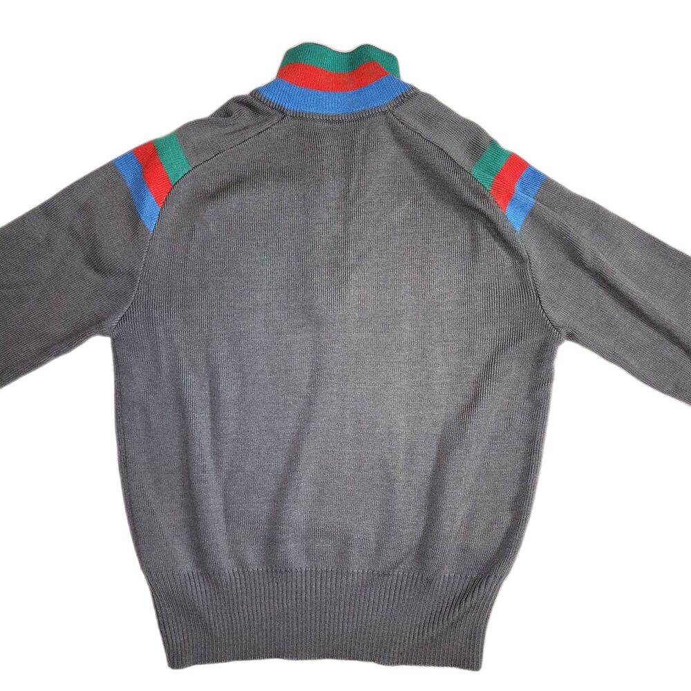 Vintage White Stag Grey Wool Blend Quarter Zip Pullover Sweater Size L - Picture 2 of 7